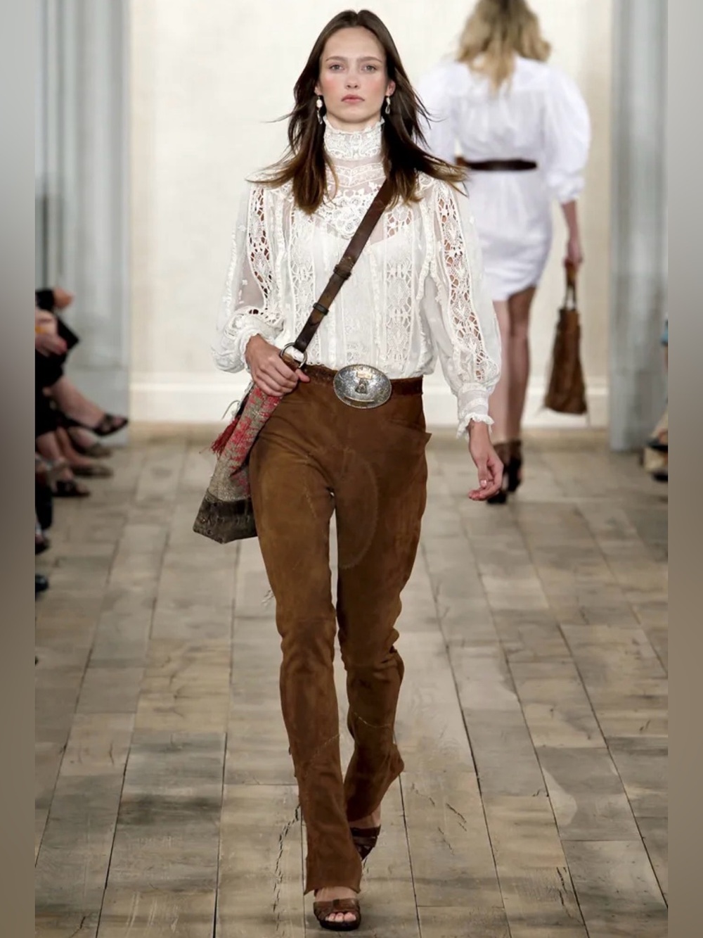 Ralph Lauren Collection Spring 2011 Runway Suede Pants Leather Western Buckle 8